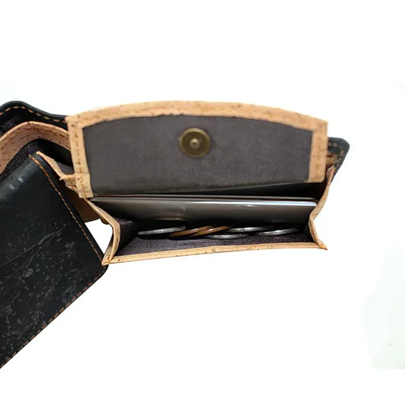 Boshiho Black Slim RFID Blocking function Natural Cork Fabric Eco-friendly for high quality vegan cork purses