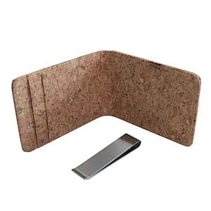 Boshiho vegan cork wallet slim rfid money clip wallet