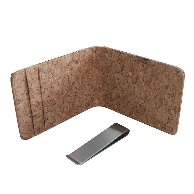 Boshiho vegan cork wallet slim rfid money clip wallet