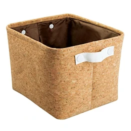 Natural Cork Fabric Storage Bin for Towels, Shampoo, Cosmetics