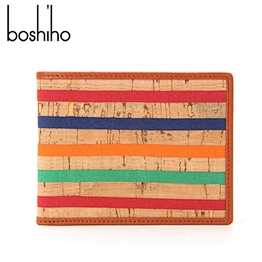minimalist private label  bifold leather rfid blocking cork wallet