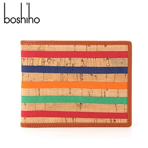 minimalist private label  bifold leather rfid blocking cork wallet