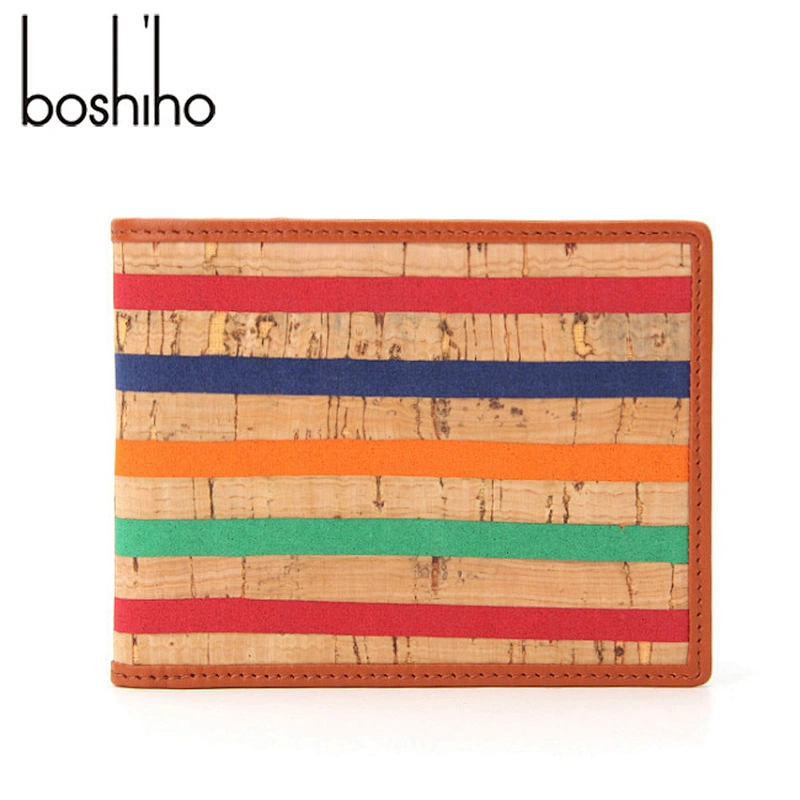 minimalist private label  bifold leather rfid blocking cork wallet