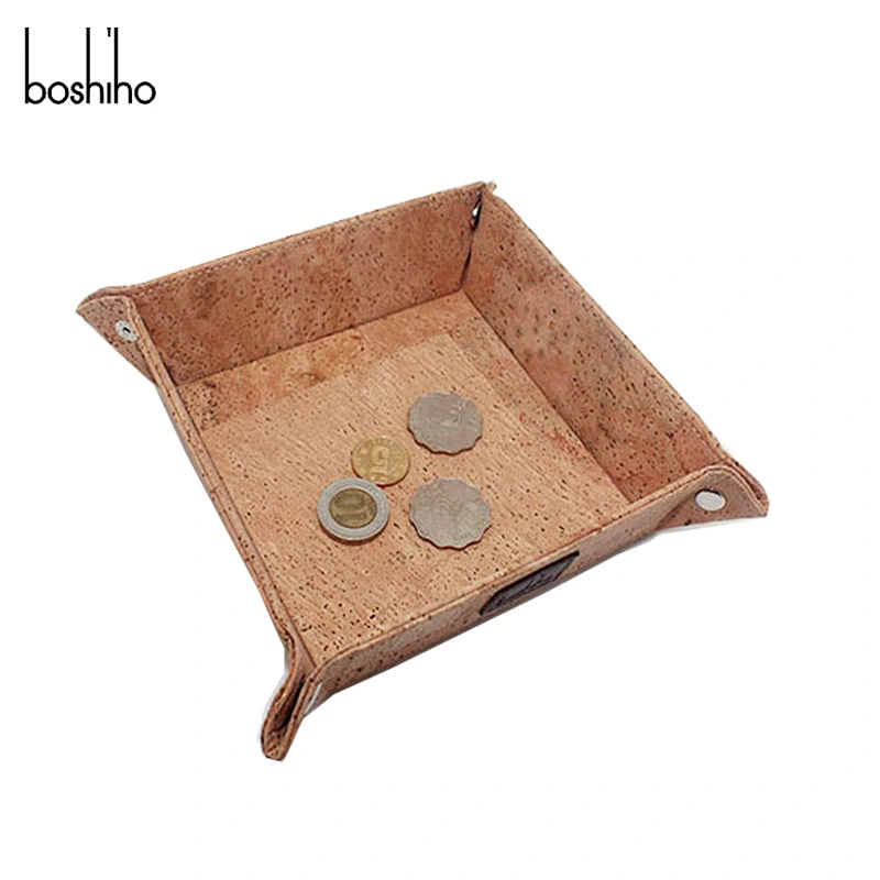 Boshiho cork fabric coin tray jewelry organizer key tray for desktop storage