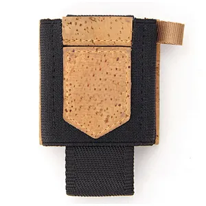 mini cork wallet woman hasp short coin purse  eco friendly clip money wallet with elastic cord
