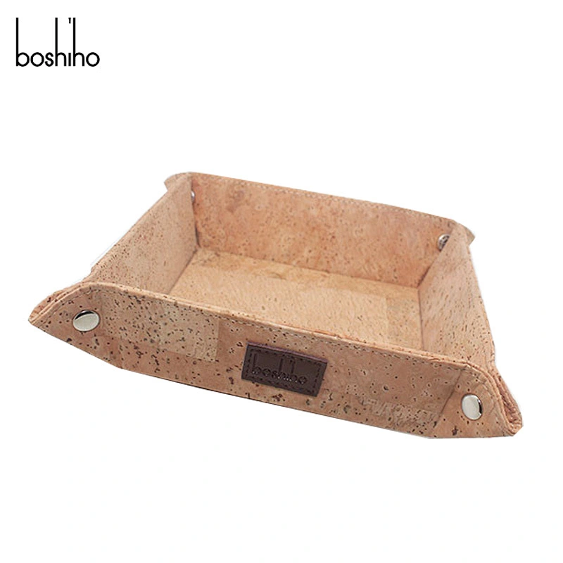 Boshiho cork fabric coin tray jewelry organizer key tray for desktop storage