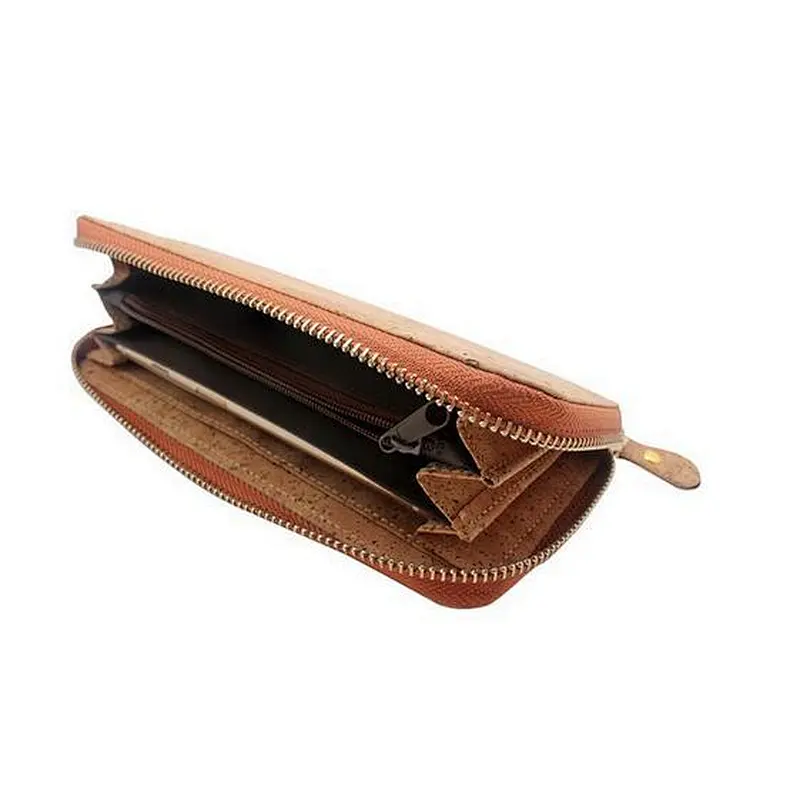 Boshiho Amazon best-selling cork woman long zipper wallet