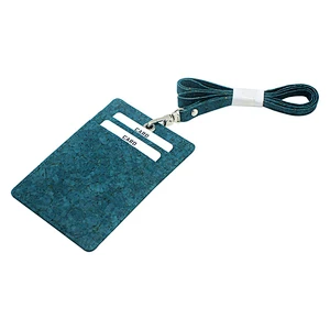 Boshiho High Quality blue red business Id  Vegan Cork employee ID card holder with lanyard