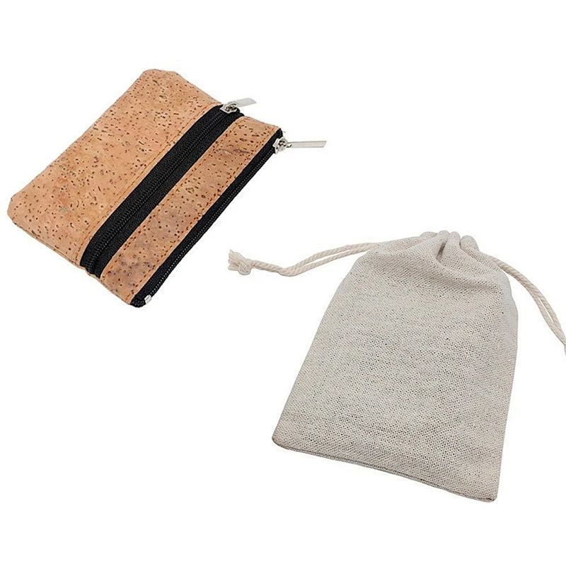 Boshiho cork coin pouch with cork keychain earphone holder bag carrying case