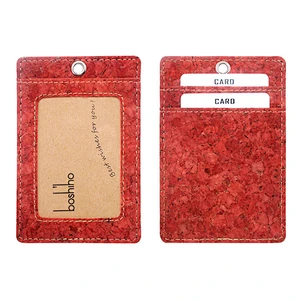 Boshiho High Quality blue red business Id  Vegan Cork employee ID card holder with lanyard
