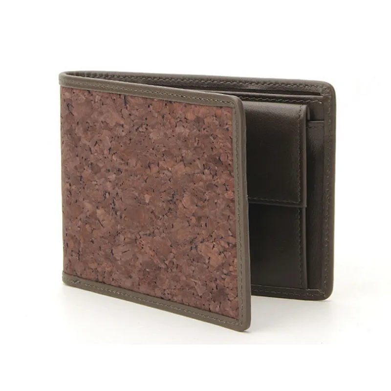 geometric cork slim wallet man's cork coin purse portugal RFID blocking card holder