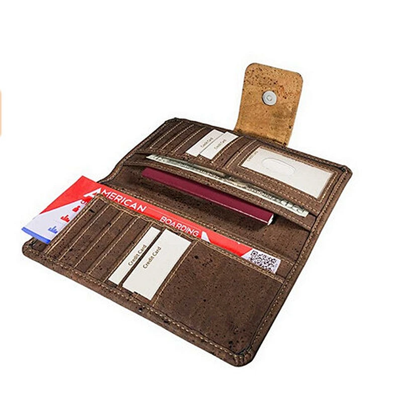 Shenzhen Supplier Vegan Women's Travel Passport Dark Cork Wholesale Travel Wallets