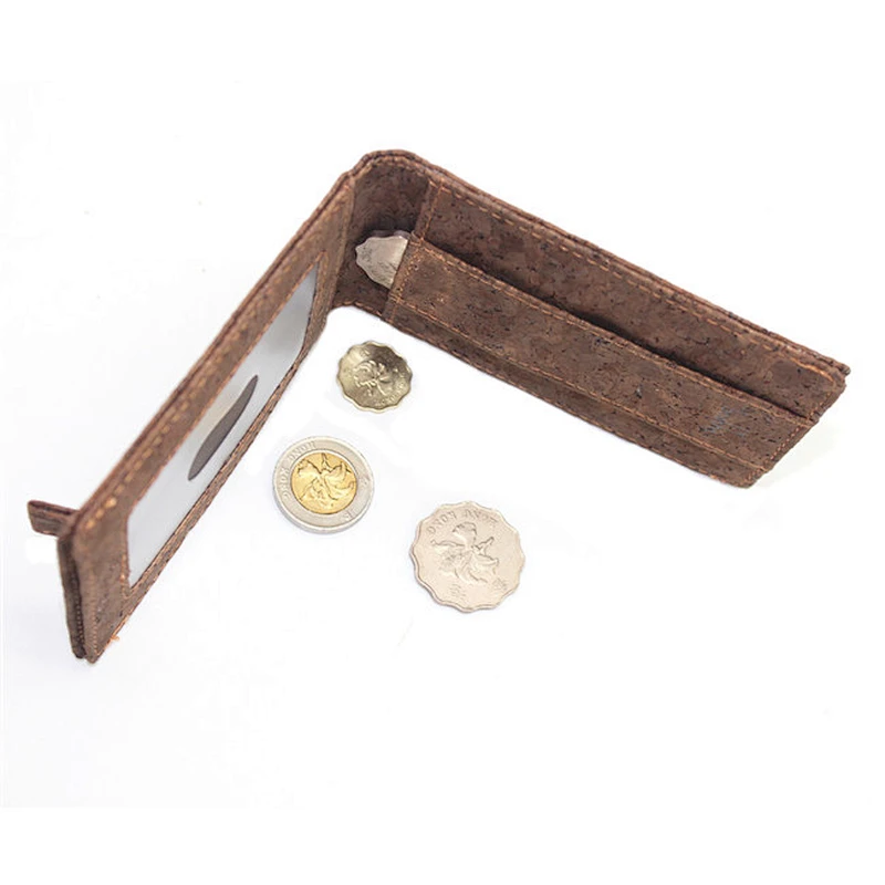 Boshiho brown cork men credit card wallet