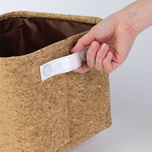 Natural Cork Fabric Storage Bin for Towels, Shampoo, Cosmetics