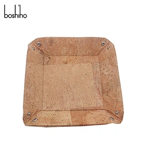 Boshiho cork fabric coin tray jewelry organizer key tray for desktop storage