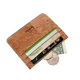 Boshiho slim natural cork fabric double side card holder purse wallet