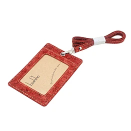 Boshiho High Quality blue red business Id  Vegan Cork employee ID card holder with lanyard