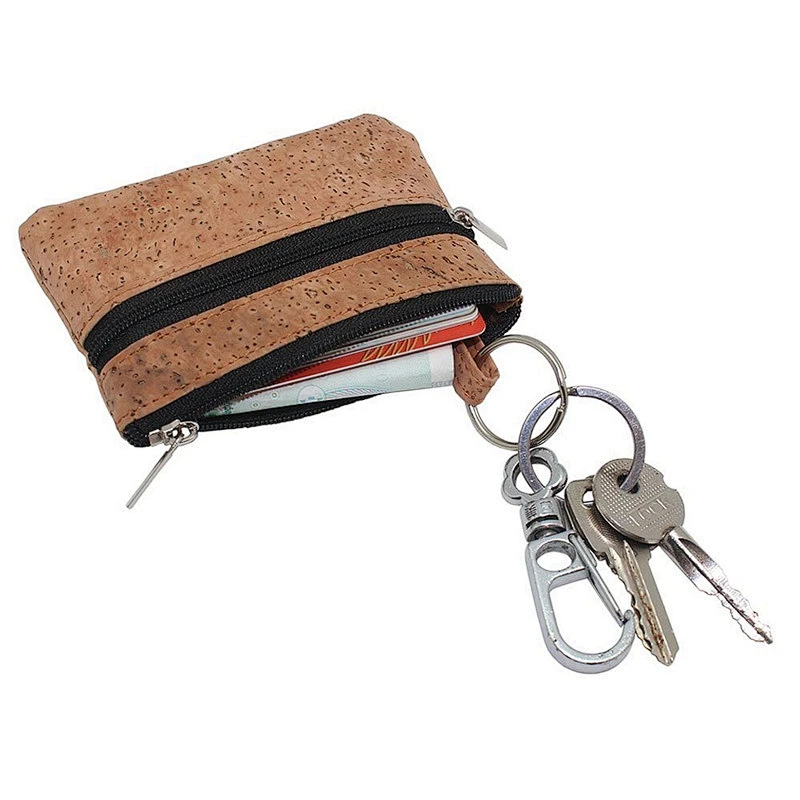 Boshiho cork coin pouch with cork keychain earphone holder bag carrying case