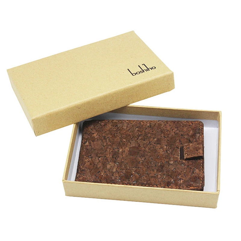 Boshiho brown cork men credit card wallet