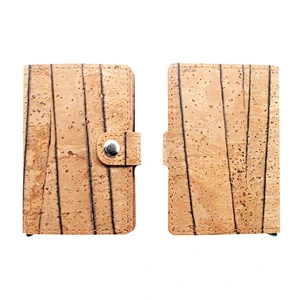 Boshiho Portugal cork fabric vegan leather aluminium POP UP money clip credit card holder wallet for men