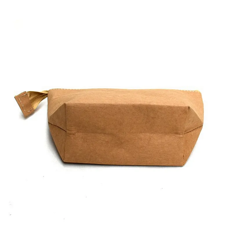 minimalist small coin bag with zipper money storage brown paper coin purse