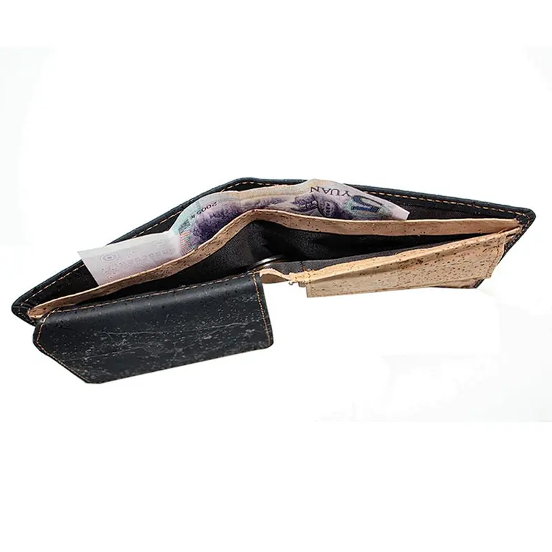 Boshiho Black Slim RFID Blocking function Natural Cork Fabric Eco-friendly for high quality vegan cork purses