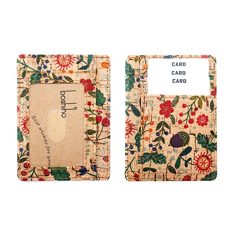 Boshiho High Quality blue red business Id  Vegan Cork employee ID card holder with lanyard