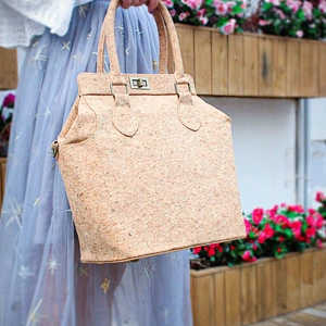 BOSHIHO cork bag portugal tote natural cork fabric leather handbags shoulder bags