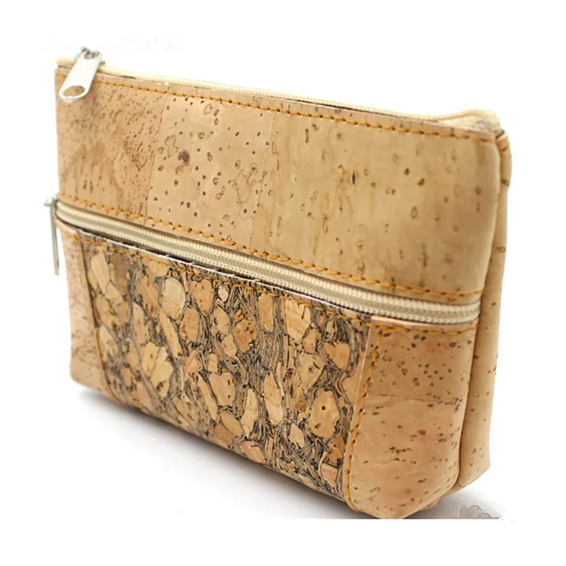China Manufacturer Custom Design Vegan Zipper Eco-friendly Cork Material Lady Clutch Wallet