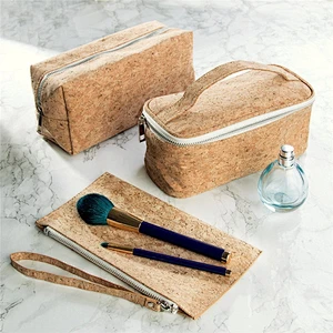 Boshiho cork leather cosmetic clutch with handle