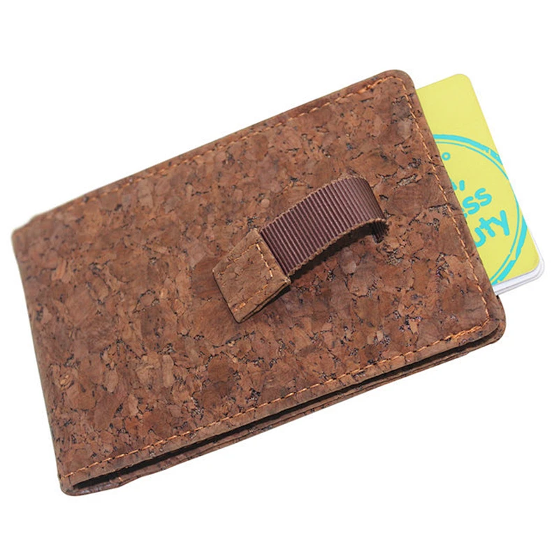 Boshiho brown cork men credit card wallet