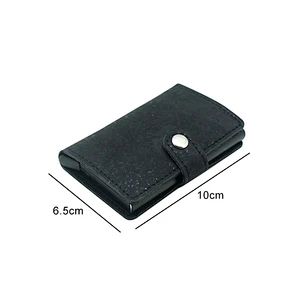 Boshiho cork aluminium alloy pu leather business name pop up card holder