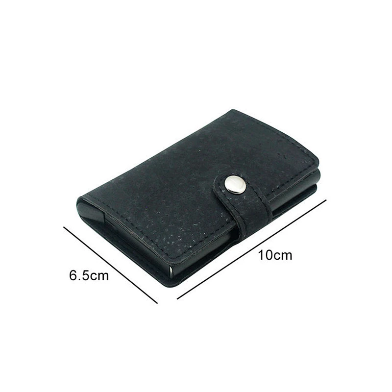 Boshiho cork aluminium alloy pu leather business name pop up card holder
