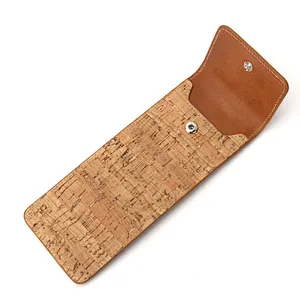 eco-friendly cork pencil case school supplies pen purse for office cheap cover leather pencil pouch