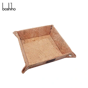 Boshiho cork fabric coin tray jewelry organizer key tray for desktop storage