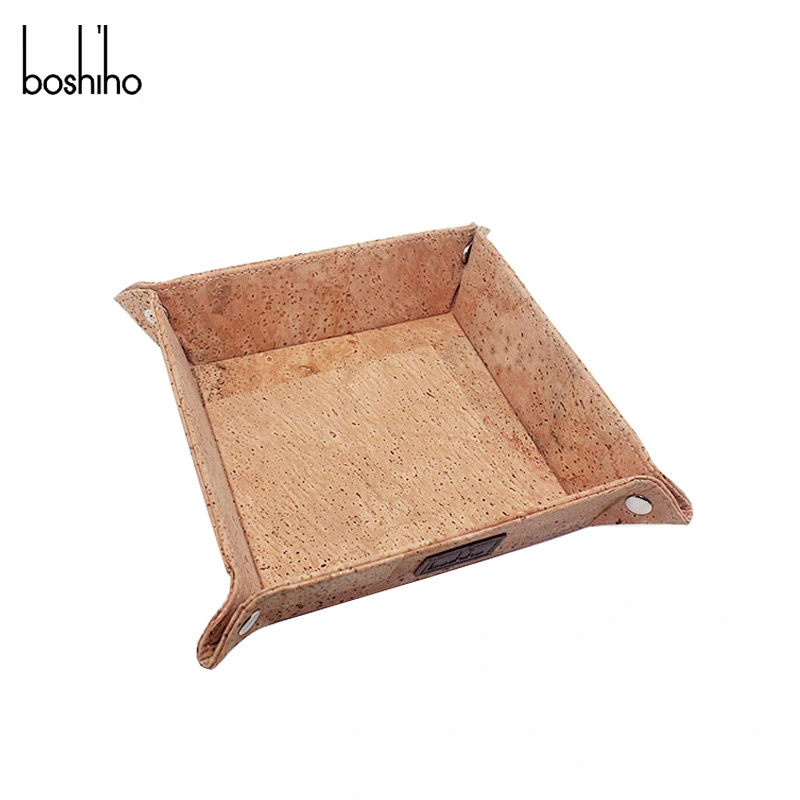 Boshiho cork fabric coin tray jewelry organizer key tray for desktop storage