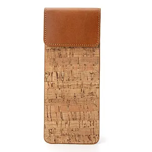 eco-friendly cork pencil case school supplies pen purse for office cheap cover leather pencil pouch