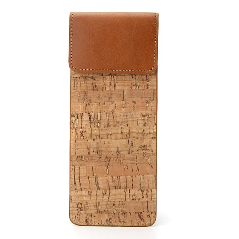 eco-friendly cork pencil case school supplies pen purse for office cheap cover leather pencil pouch