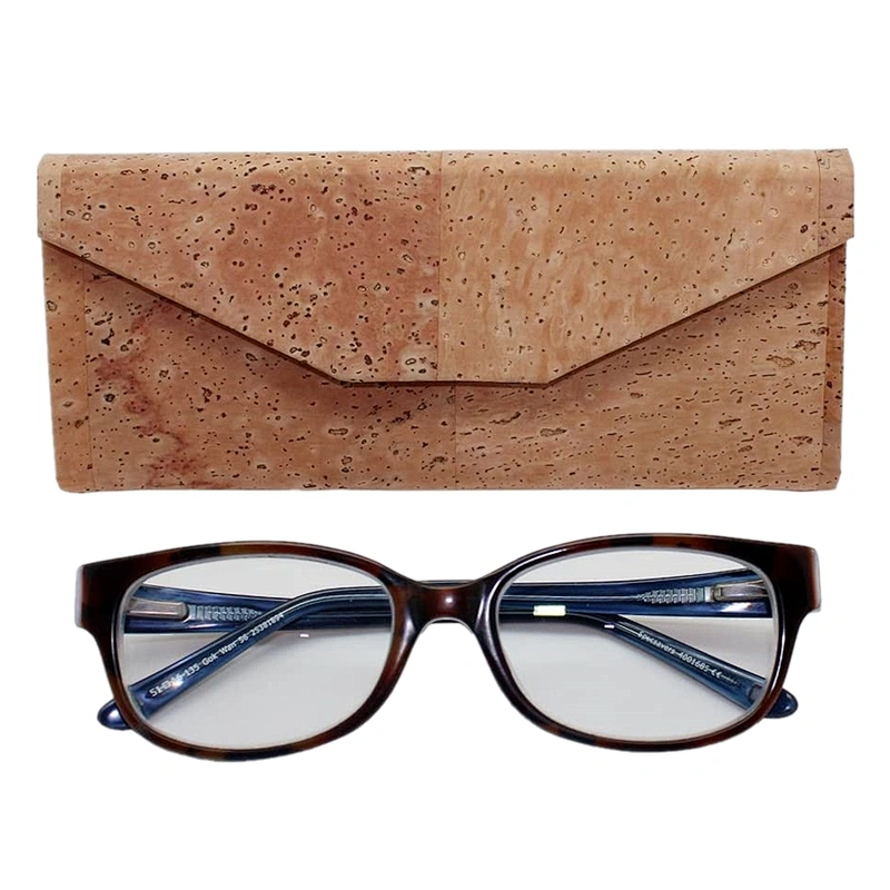 Customized logo foldable cork glasses protective case vegan sunglasses case eyeglass box