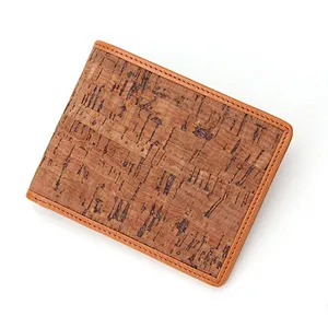 minimalist private label  bifold leather rfid blocking cork wallet