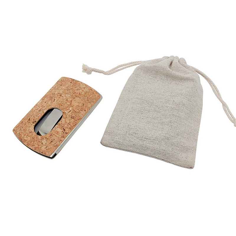 Boshiho star grain natural cork business card holder