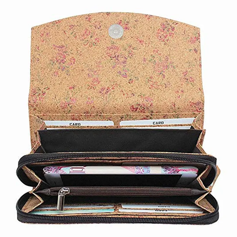 Boshiho Eco friendly large capacity cork wallet phone clutch purse