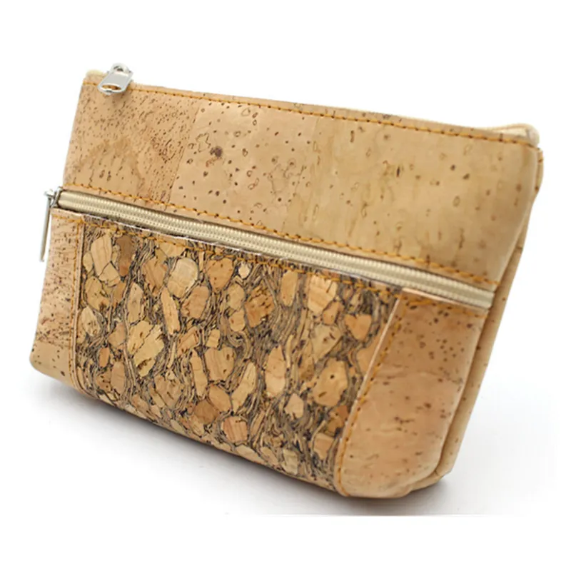 China Manufacturer Custom Design Vegan Zipper Eco-friendly Cork Material Lady Clutch Wallet