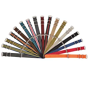 Wholesale Durable Hot Sell Adjustable  18 20 22 24mm Nylon Watch Strap Band with Metal Buckle