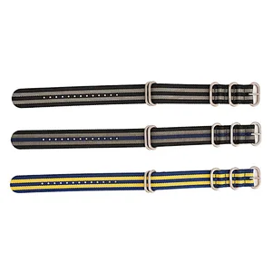 Wholesale Durable Hot Sell Adjustable  18 20 22 24mm Nylon Watch Strap Band with Metal Buckle