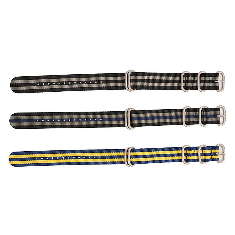 Wholesale Durable Hot Sell Adjustable  18 20 22 24mm Nylon Watch Strap Band with Metal Buckle
