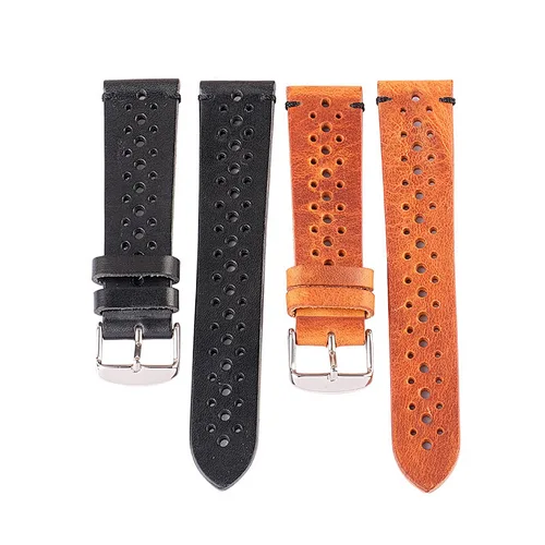 Custom Factory Long and short porous leather belt Price High Quality Genuine Leather Watch Strap