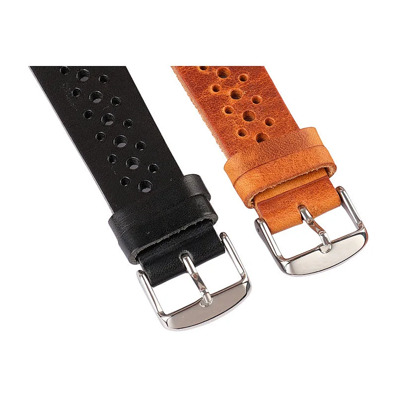Custom Factory Long and short porous leather belt Price High Quality Genuine Leather Watch Strap