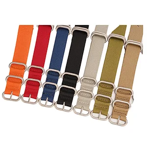 Wholesale Durable Hot Sell Adjustable  18 20 22 24mm Nylon Watch Strap Band with Metal Buckle