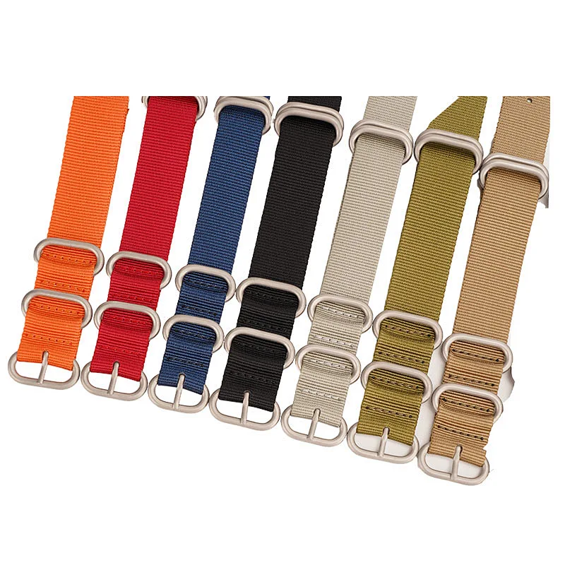 Wholesale Durable Hot Sell Adjustable  18 20 22 24mm Nylon Watch Strap Band with Metal Buckle